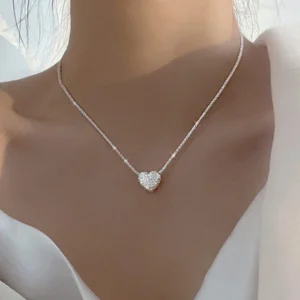 Silver Necklace For Women Girls Hammer pattern Love Necklace Simple Heart shaped Pendant Women's New 925 Sterling Silver Gift For Women